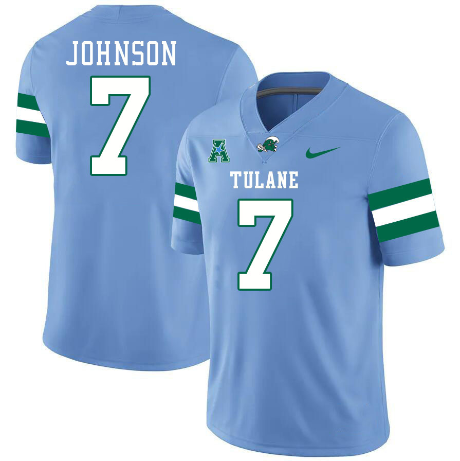 #7 Patrick Johnson Tulane Green Wave Jersey College Football Uniforms,Apparels Stitched-Blue